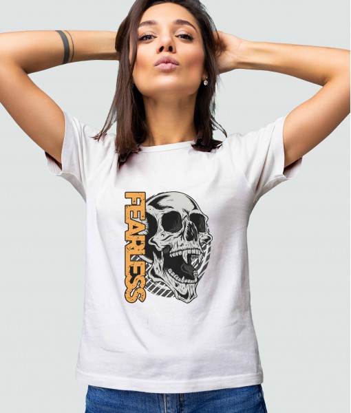 Дамска тениска с щампа Готика Fearless skull